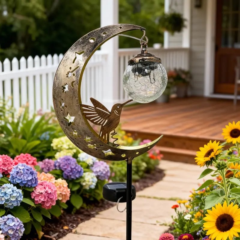 🌙✨Hummingbird Moon Solar Garden Light
